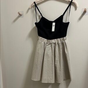 Maeve at Anthropologie Black and Tan Spaghetti Strap Dress